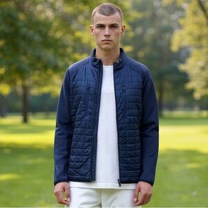 Fennec Highly Evolved Quilted/Ribbed Golf Jacket in Navy Size Large